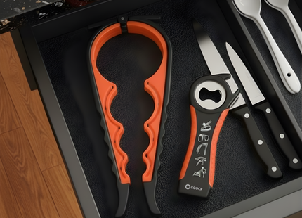 Allesopener - Multifunctionele Opener - 7-in-1 Potopener - Keuken Hulp - Flesopener – XL  Hulpmiddelen voor Ouderen - Zwart/Rood