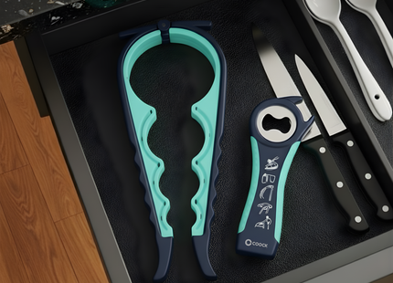 Allesopener - Multifunctionele Opener - 7-in-1 Potopener - Keuken Hulp - Flesopener – XL  Hulpmiddelen voor Ouderen - Blauw