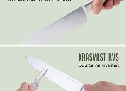 Stijlvolle Messenset met Blok en gratis Snijplank - RVS