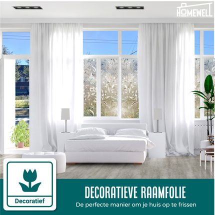 Homewell Raamfolie HR 70x300cm - Zonwerend & Isolerend - Statisch - Regenboog Bloemen
