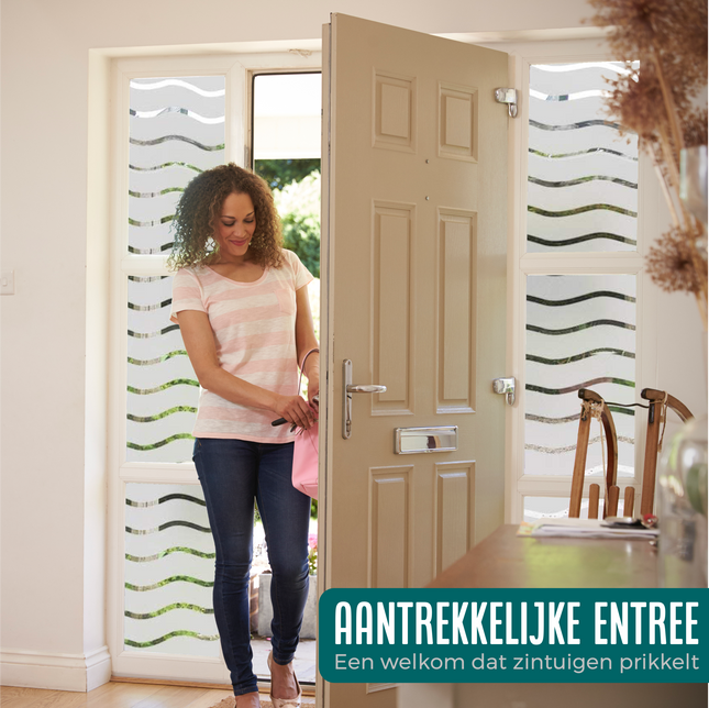 Isolerende & Zonwerende Statische Raamfolie HR++ - Anti Inkijk - Golven