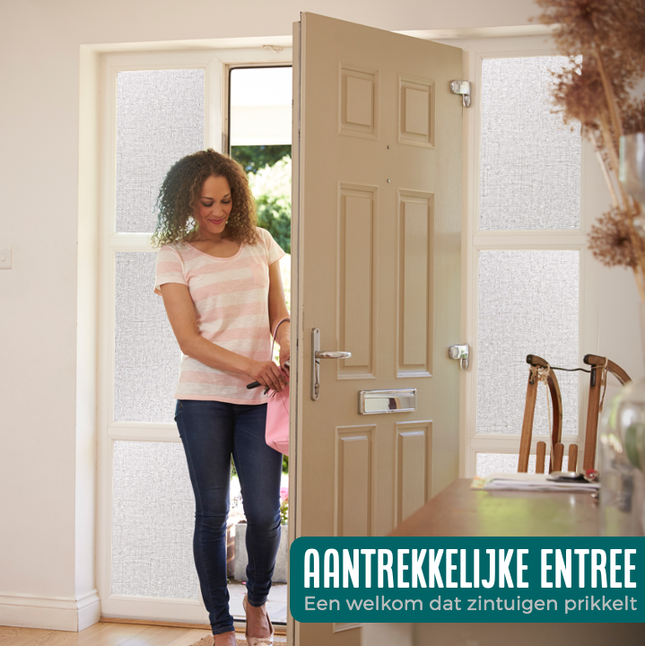 Isolerende & Zonwerende Statische Raamfolie HR++ - Anti Inkijk - Linnenlook - Grijs