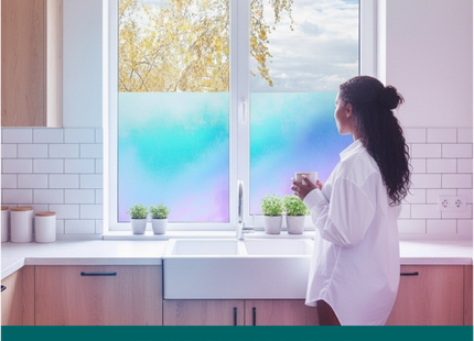 Isolerende Statische Raamfolie HR++ Anti Inkijk - Matglas Holografisch Zeepbeleffect