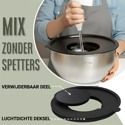 16-delige Mengkommen Set met Rasp en Bewaardeksels - Zwart