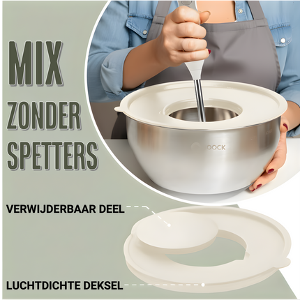 16-delige Mengkommen Set met Rasp en Bewaardeksels - Beige