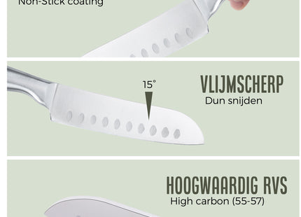 Stijlvolle Messenset met Blok en gratis Snijplank - RVS