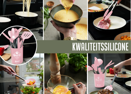 26-Delige XL Keukengerei set met Houder - Roze