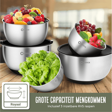 16-delige Mengkommen Set met Rasp en Bewaardeksels - Zwart