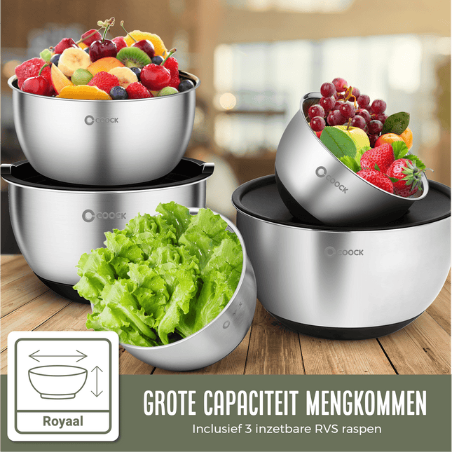 16-delige Mengkommen Set met Rasp en Bewaardeksels - Zwart