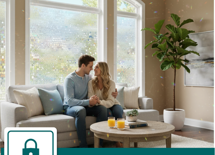 Isolerende & Zonwerende Statische Raamfolie HR++ - Anti Inkijk - Bejuweled Regenboogeffect