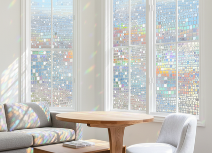 Isolerende & Zonwerende Statische Raamfolie HR++ - Anti Inkijk - Bejuweled Regenboogeffect