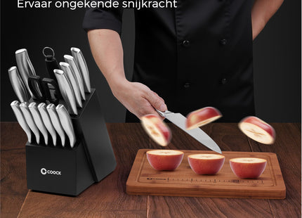 Stijlvolle Messenset met Blok en gratis Snijplank - RVS