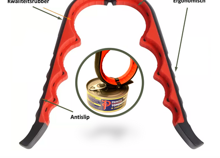 Allesopener - Multifunctionele Opener - 7-in-1 Potopener - Keuken Hulp - Flesopener – XL  Hulpmiddelen voor Ouderen - Zwart/Rood