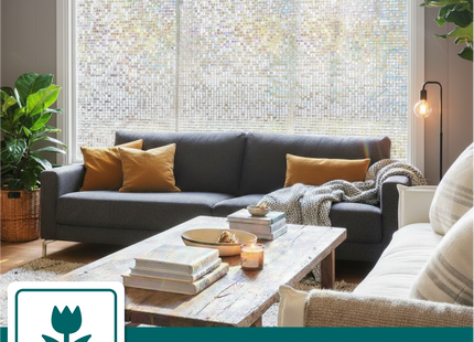 Isolerende & Zonwerende Statische Raamfolie HR++ - Anti Inkijk - Mozaïek Regenboogeffect - 60x200cm