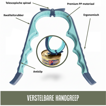 Allesopener - Multifunctionele Opener - 7-in-1 Potopener - Keuken Hulp - Flesopener – XL  Hulpmiddelen voor Ouderen - Blauw