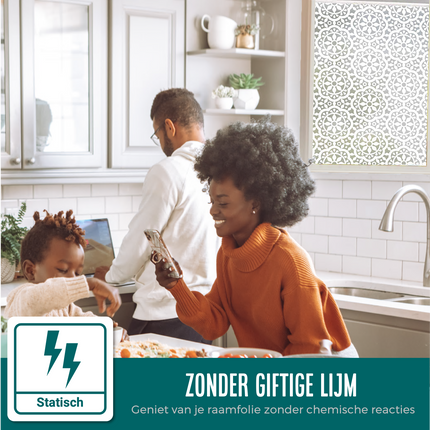 Isolerende & Zonwerende Statische Raamfolie HR++ - Anti Inkijk - Kant