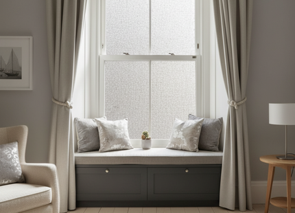 Zonwerende en Isolerende Statische Raamfolie HR++ - Anti Inkijk - Linnenlook - Grijs