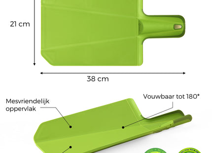 COOCK - Kleine Vouwbare Kunststof Snijplank Keuken - Antislip – Vaatwasserbestendig – Handvat - Duurzaam & Veelzijdig voor Elke Keuken - Groen