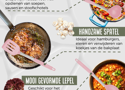 26-Delige XL Keukengerei set met Houder - Roze