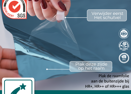 Isolerende & Zonwerende HR+ Raamfolie met Spiegeleffect - Blauw