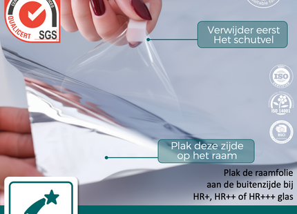 Isolierende und sonnenbeständige HR+ Fensterfolie mit Spiegeleffekt – Silber