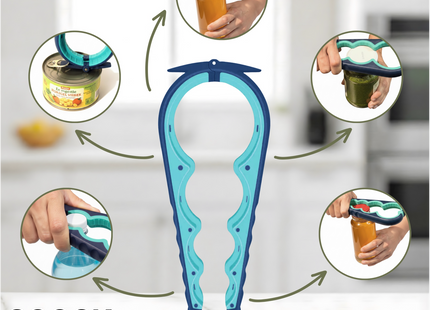 Allesopener - Multifunctionele Opener - 7-in-1 Potopener - Keuken Hulp - Flesopener – XL  Hulpmiddelen voor Ouderen - Blauw