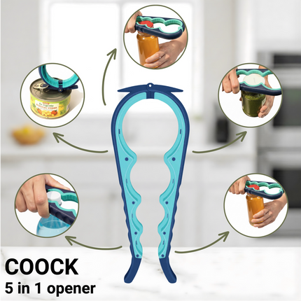 Allesopener - Multifunctionele Opener - 7-in-1 Potopener - Keuken Hulp - Flesopener – XL  Hulpmiddelen voor Ouderen - Blauw