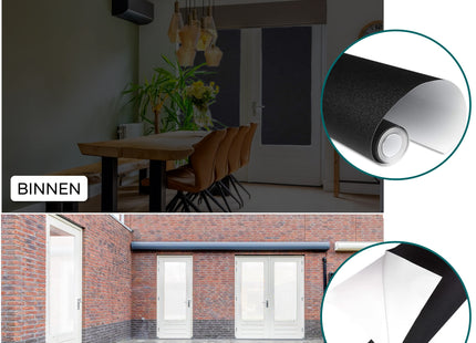 Isolerende & Zonwerende Verduisteringsfolie - Blackout Raamfolie Zwart/wit