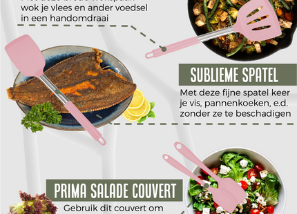 26-Delige XL Keukengerei set met Houder - Roze