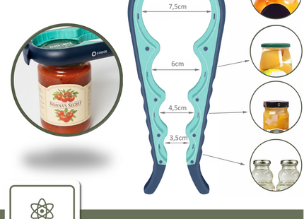 Allesopener - Multifunctionele Opener - 7-in-1 Potopener - Keuken Hulp - Flesopener – XL  Hulpmiddelen voor Ouderen - Blauw