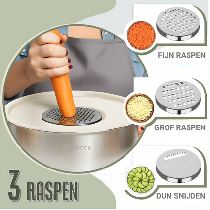 16-delige Mengkommen Set met Rasp en Bewaardeksels - Beige