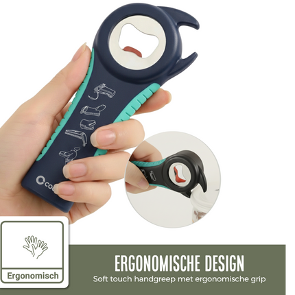 Allesopener - Multifunctionele Opener - 7-in-1 Potopener - Keuken Hulp - Flesopener – XL  Hulpmiddelen voor Ouderen - Blauw