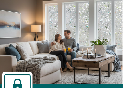 Isolerende & Zonwerende Statische Raamfolie HR++ - Anti Inkijk - Bloemen Regenboogeffect