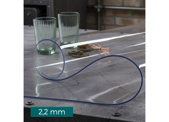 Tafelbeschermer Transparant Glashelder - Doorzichtig Tafelzeil - Anti Slip en Hittebestendig - 2,2 mm