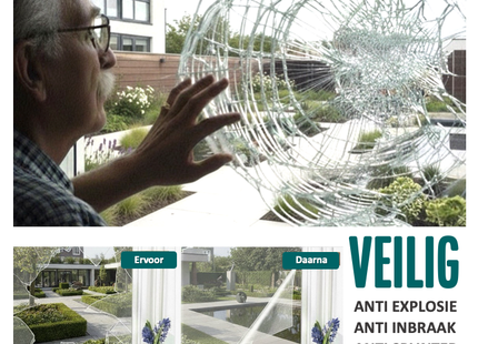 Zelfklevende Veiligheidsfolie - Anti-Inbraak Raamfolie - Beschermfolie HR++