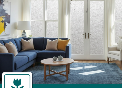 Zonwerende en Isolerende Statische Raamfolie HR++ - Anti Inkijk - Linnenlook - Grijs