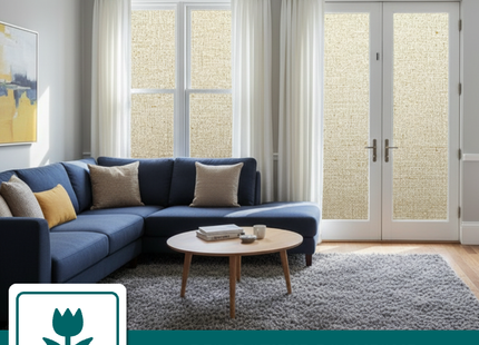 Isolerende & Zonwerende Statische Raamfolie HR++ - Anti Inkijk - Linnenlook - Koffie