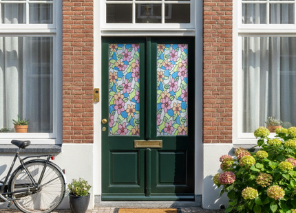 Isolerende & Zonwerende Statische Raamfolie HR++ - Anti Inkijk - Bloemen