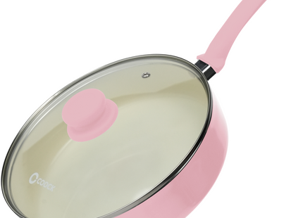 Hapjespan Inductie - 3100ml - Speciale Anti-Aanbak Coating - Ergonomische Koudgrepen - Gerecycled Aluminium - Roze