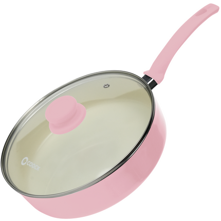 Hapjespan Inductie - 3100ml - Speciale Anti-Aanbak Coating - Ergonomische Koudgrepen - Gerecycled Aluminium - Roze