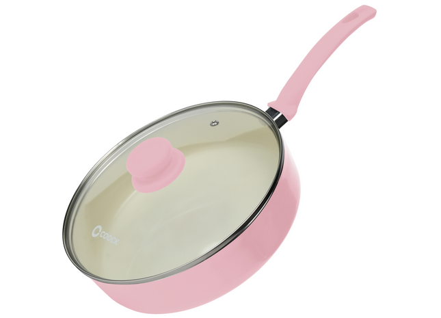 Hapjespan Inductie - 3100ml - Speciale Anti-Aanbak Coating - Ergonomische Koudgrepen - Gerecycled Aluminium - Roze