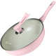 Wokpan Inductie 32cm - Speciale Anti-Aanbak Coating - Roerbakpan met deksel - Gerecycled Aluminium - Roze