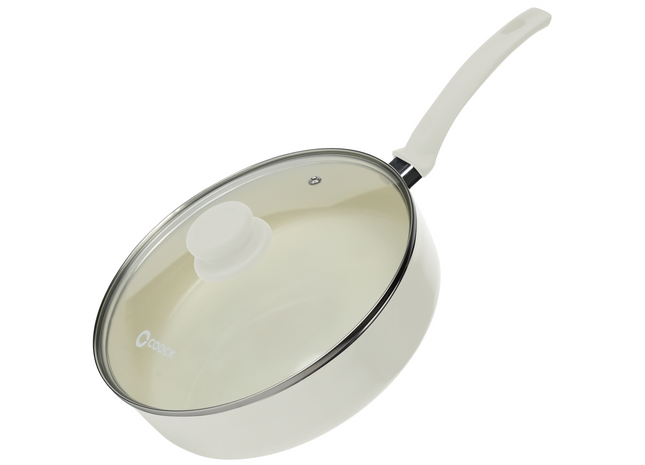 Induktionsgeeigneter Topf – 3100 ml – Spezielle Antihaftbeschichtung – Ergonomische Griffe – Recyceltes Aluminium – Weiß 