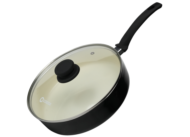 Hapjespan Inductie - 3100ml - Speciale Anti-Aanbak Coating - Ergonomische Koudgrepen - Gerecycled Aluminium - Zwart/Wit