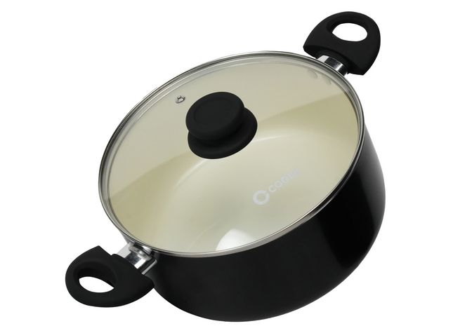 Kookpan 5000ml - Speciale Anti-Aanbak Coating - Ergonomische Koudgrepen - Gerecycled Aluminium - Zwart/Wit