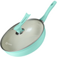 Wokpan Inductie 32cm - Speciale Anti-Aanbak Coating - Roerbakpan met deksel - Gerecycled Aluminium - Turquoise