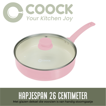 Hapjespan Inductie - 3100ml - Speciale Anti-Aanbak Coating - Ergonomische Koudgrepen - Gerecycled Aluminium - Roze
