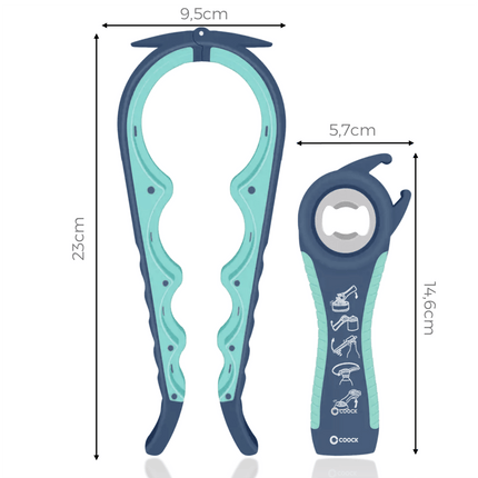 Allesopener - Multifunctionele Opener - 7-in-1 Potopener - Keuken Hulp - Flesopener – XL  Hulpmiddelen voor Ouderen - Blauw